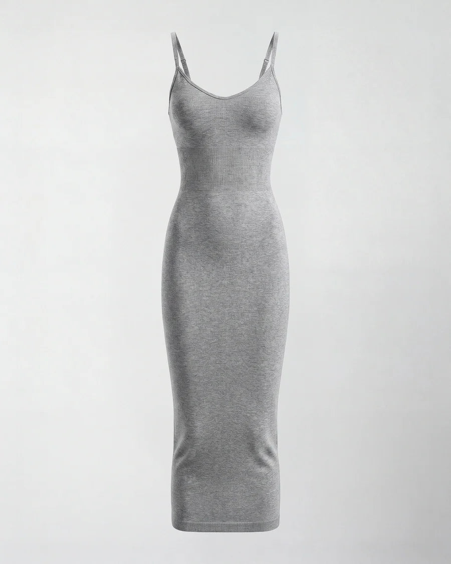 Vestido esculpido midi - sin costuras con escote en V