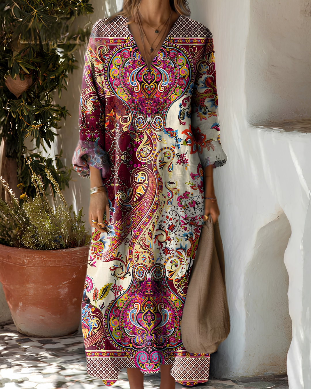Aurora | Vestido con estampado paisley bohemio