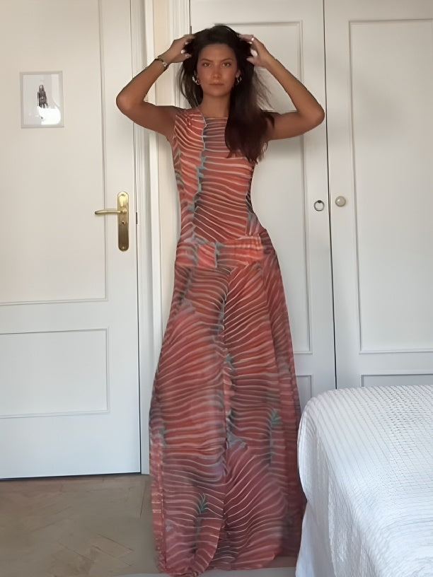 Elena | Vestido maxi estampado fluido