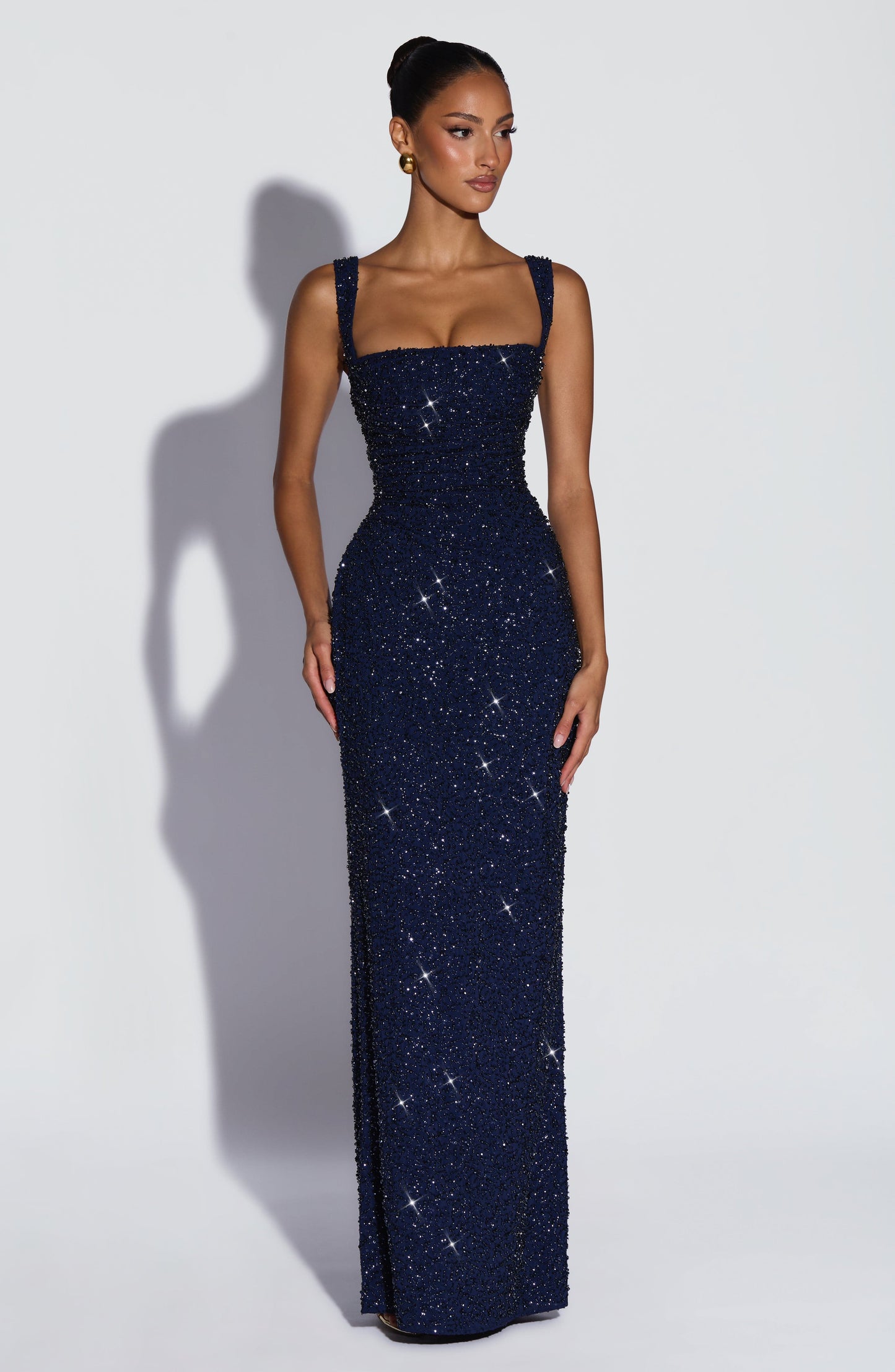 Nayara | Vestido largo blanco con marfil brillante