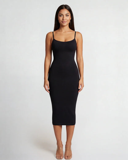 Vestido esculpido midi - sin costuras con escote en V
