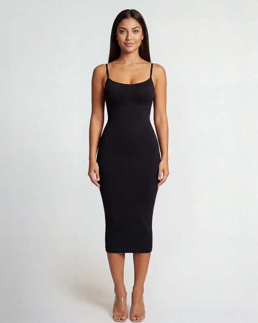 Vestido esculpido midi - sin costuras con escote en V