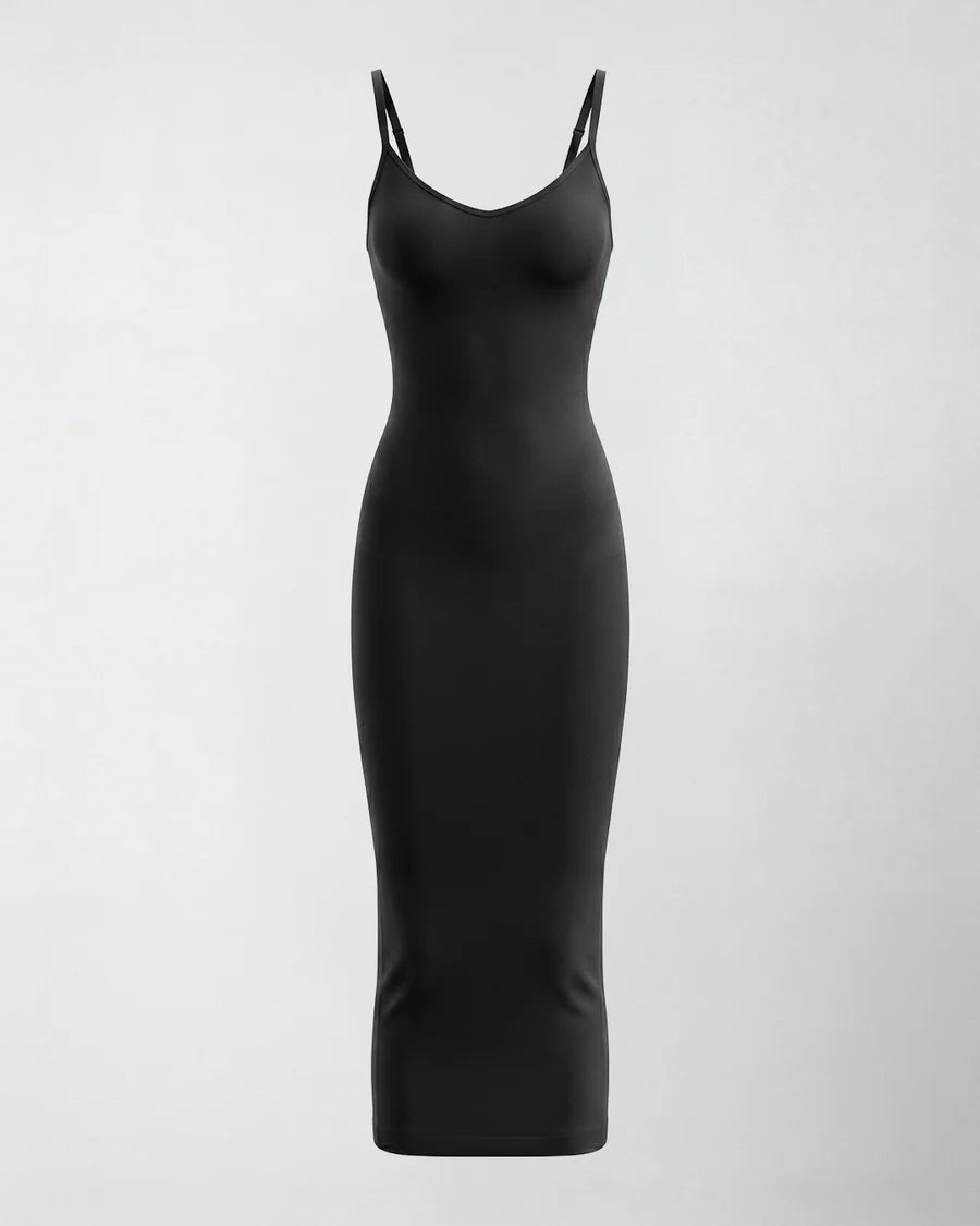 Vestido esculpido midi - sin costuras con escote en V