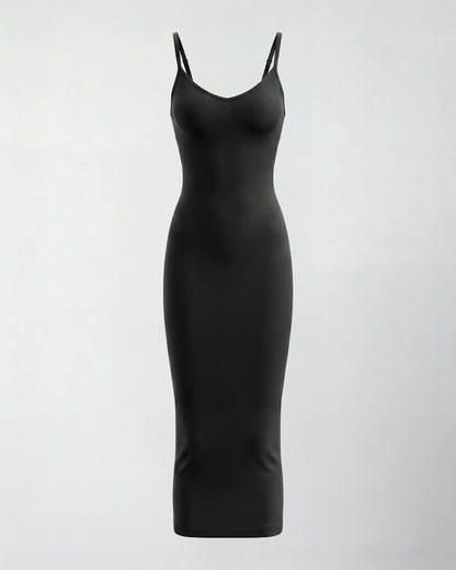 Vestido esculpido midi - sin costuras con escote en V