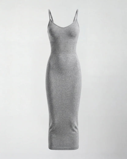 Vestido esculpido midi - sin costuras con escote en V
