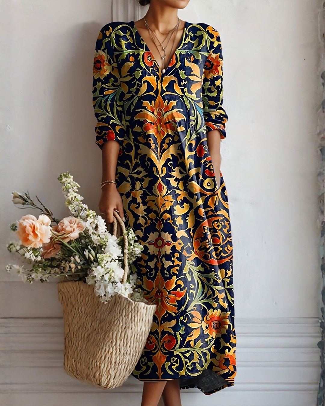 Noelia | Vestido bohemio estampado elegante - inspiración artística