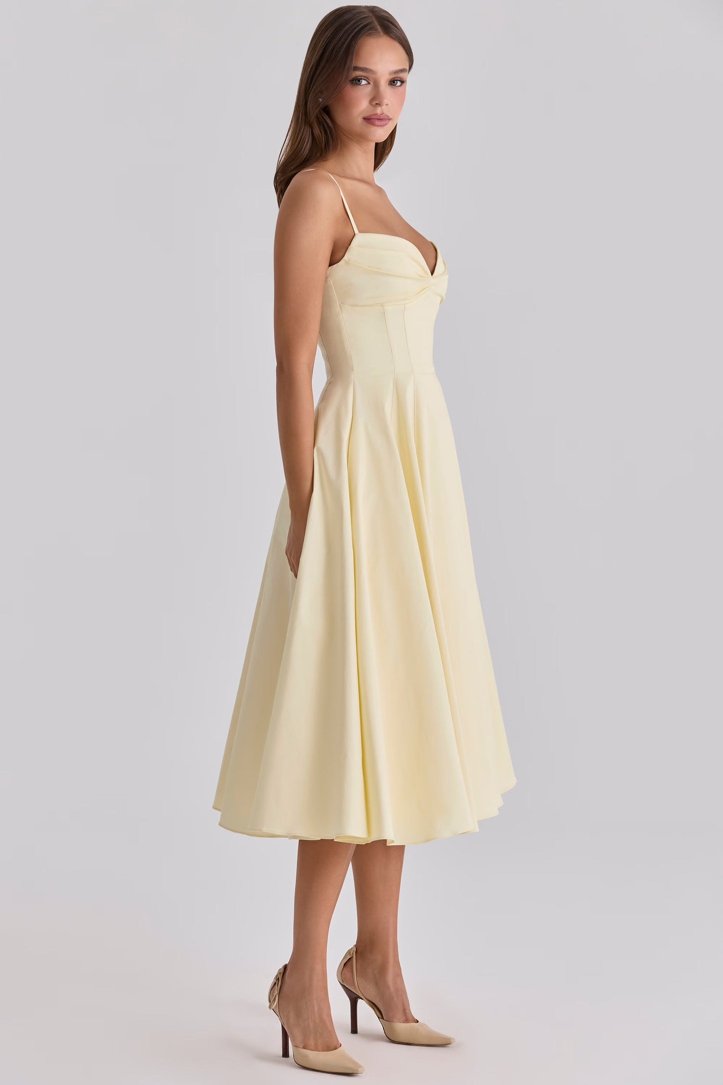 Delali | Vestido midi de algodón Pima con busto fruncido