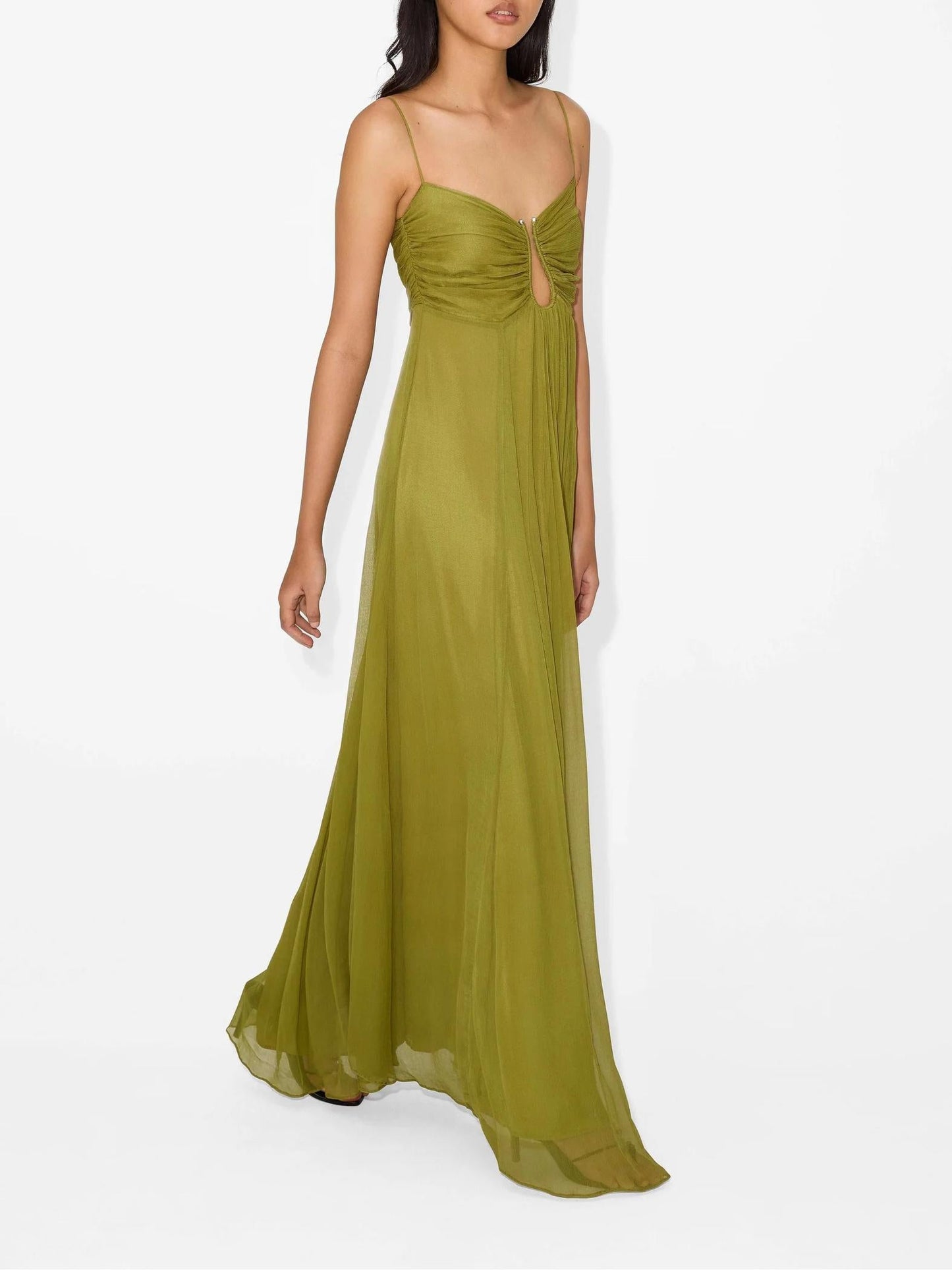 Isabela | Vestido maxi fluido con escote fruncido