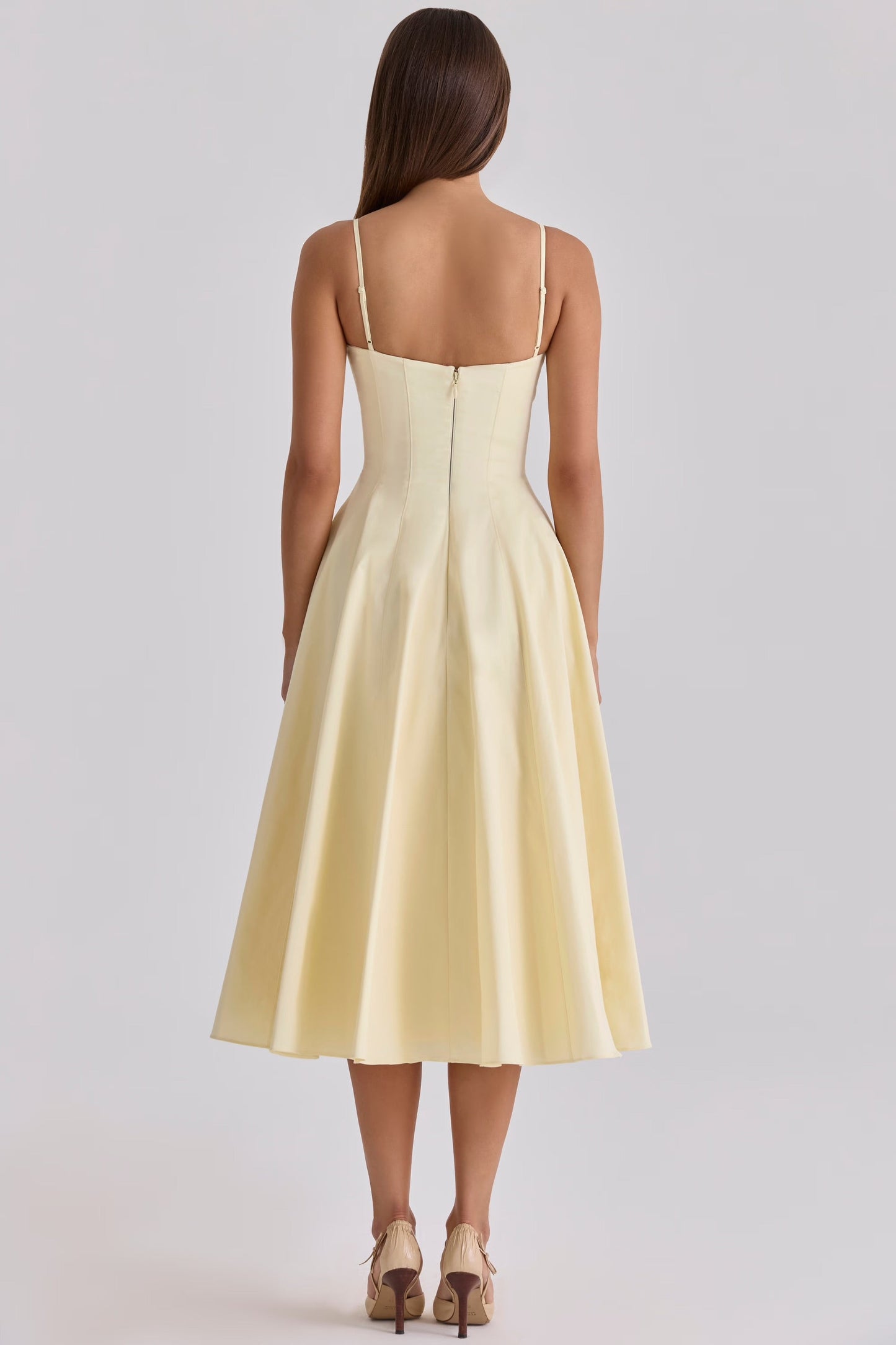 Delali | Vestido midi de algodón Pima con busto fruncido