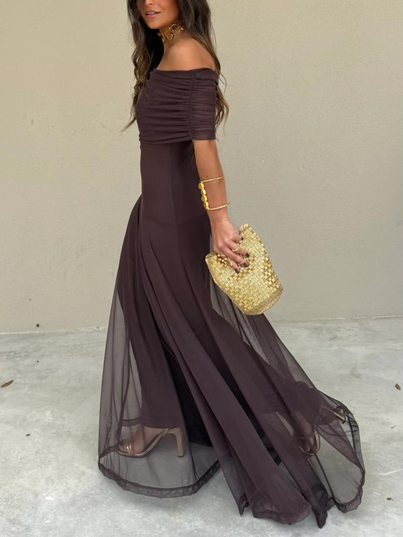 Alessia | Vestido fluido con escote bardot