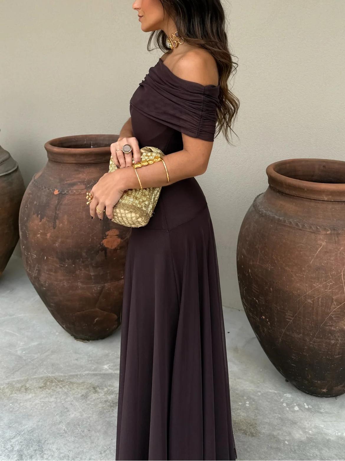 Alessia | Vestido fluido con escote bardot