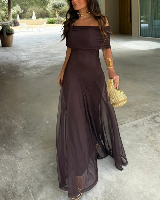 Alessia | Vestido fluido con escote bardot
