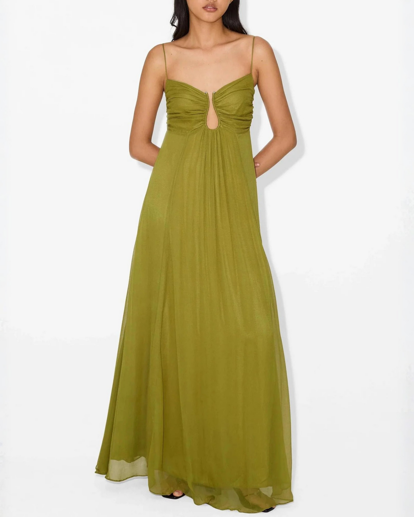 Isabela | Vestido maxi fluido con escote fruncido