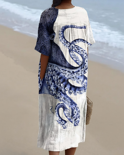 Olivia | Vestido multicolor con diseño patchwork moderno