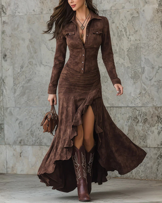 Camila | Vestido maxi estilo western elegante