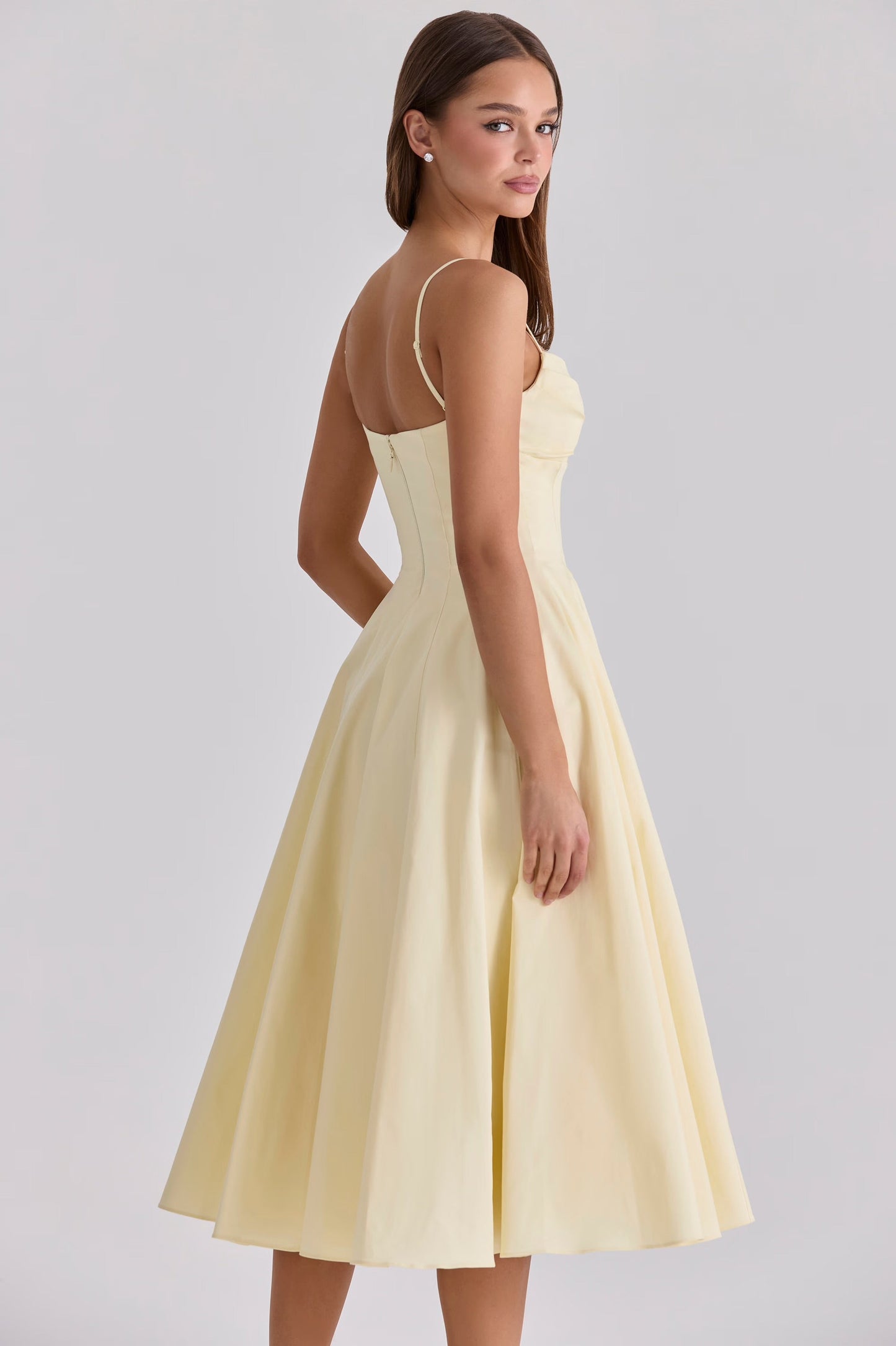 Delali | Vestido midi de algodón Pima con busto fruncido
