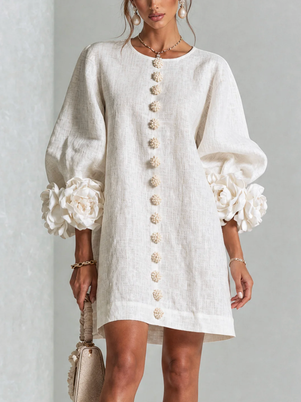 Rosali | Vestido con Rosas en los Puños