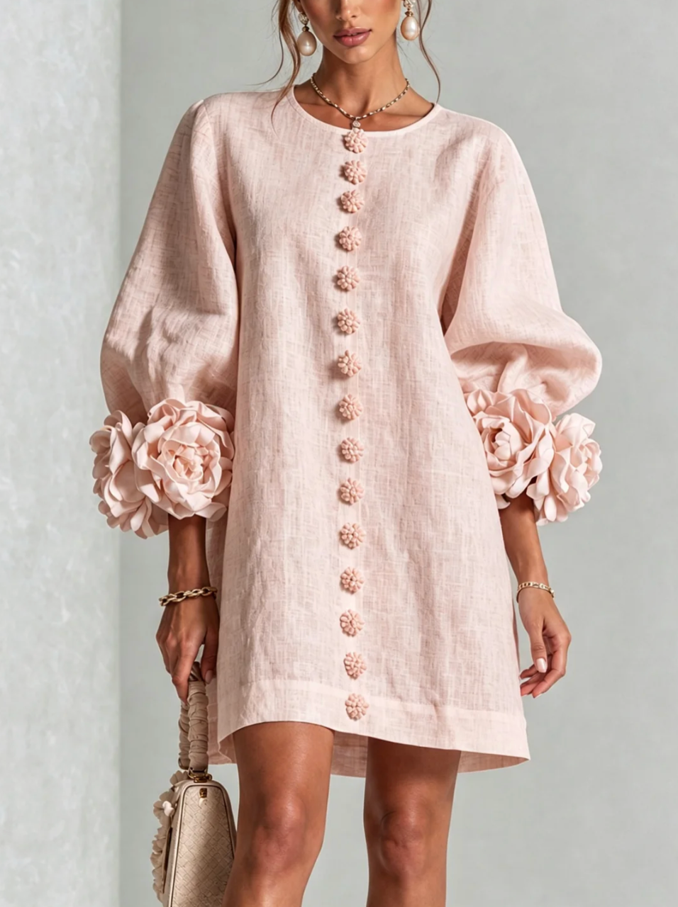 Rosali | Vestido con Rosas en los Puños