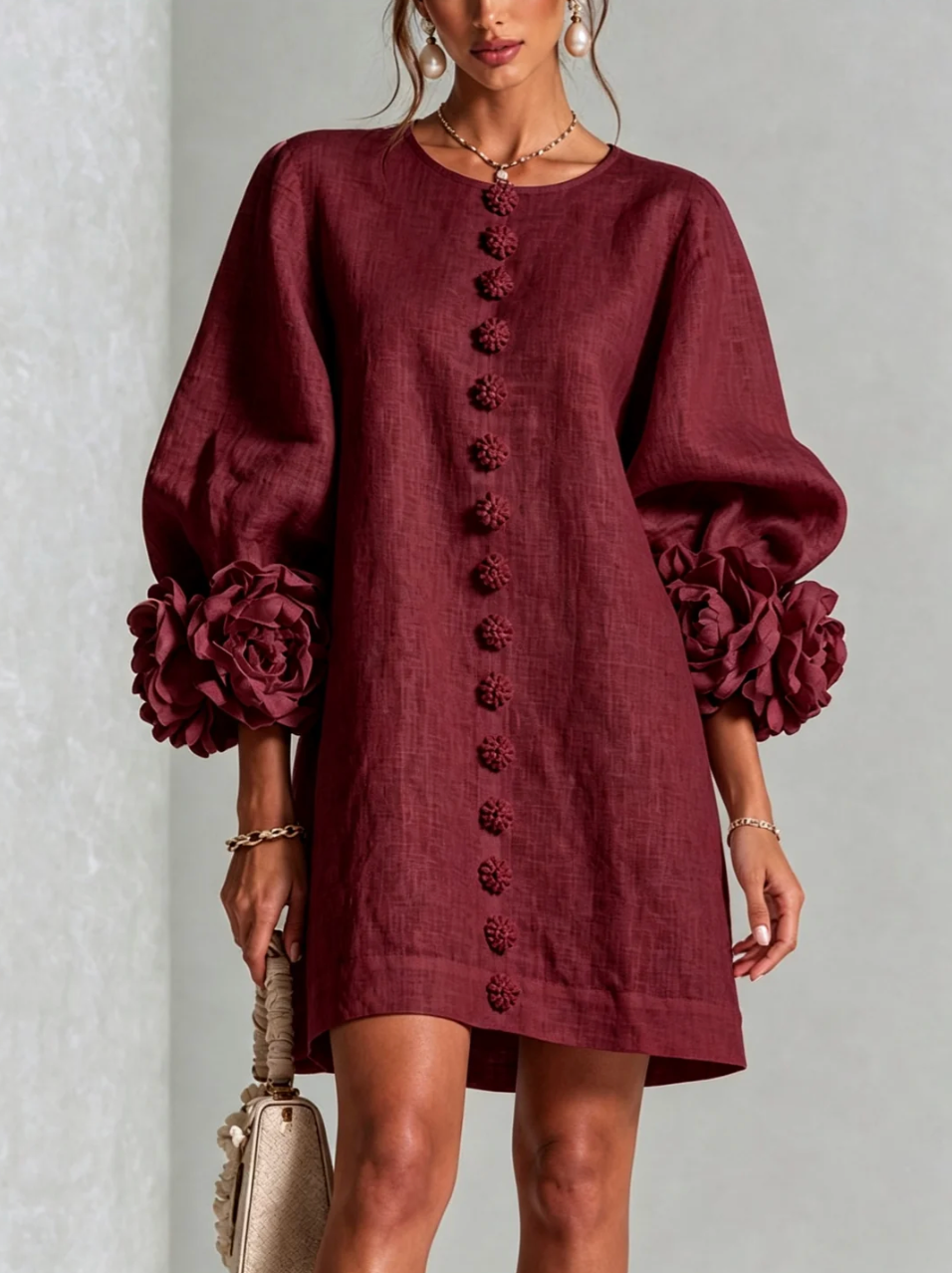 Rosali | Vestido con Rosas en los Puños