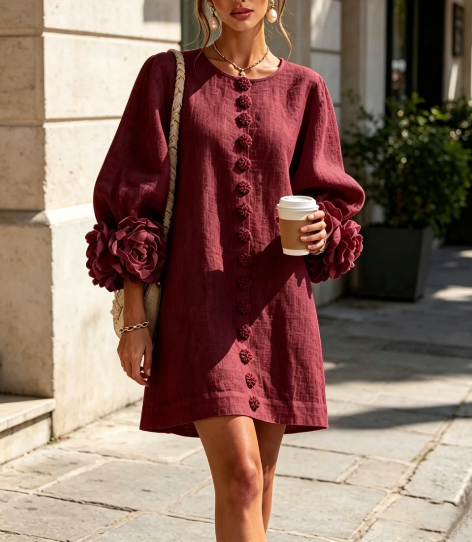 Rosali | Vestido con Rosas en los Puños