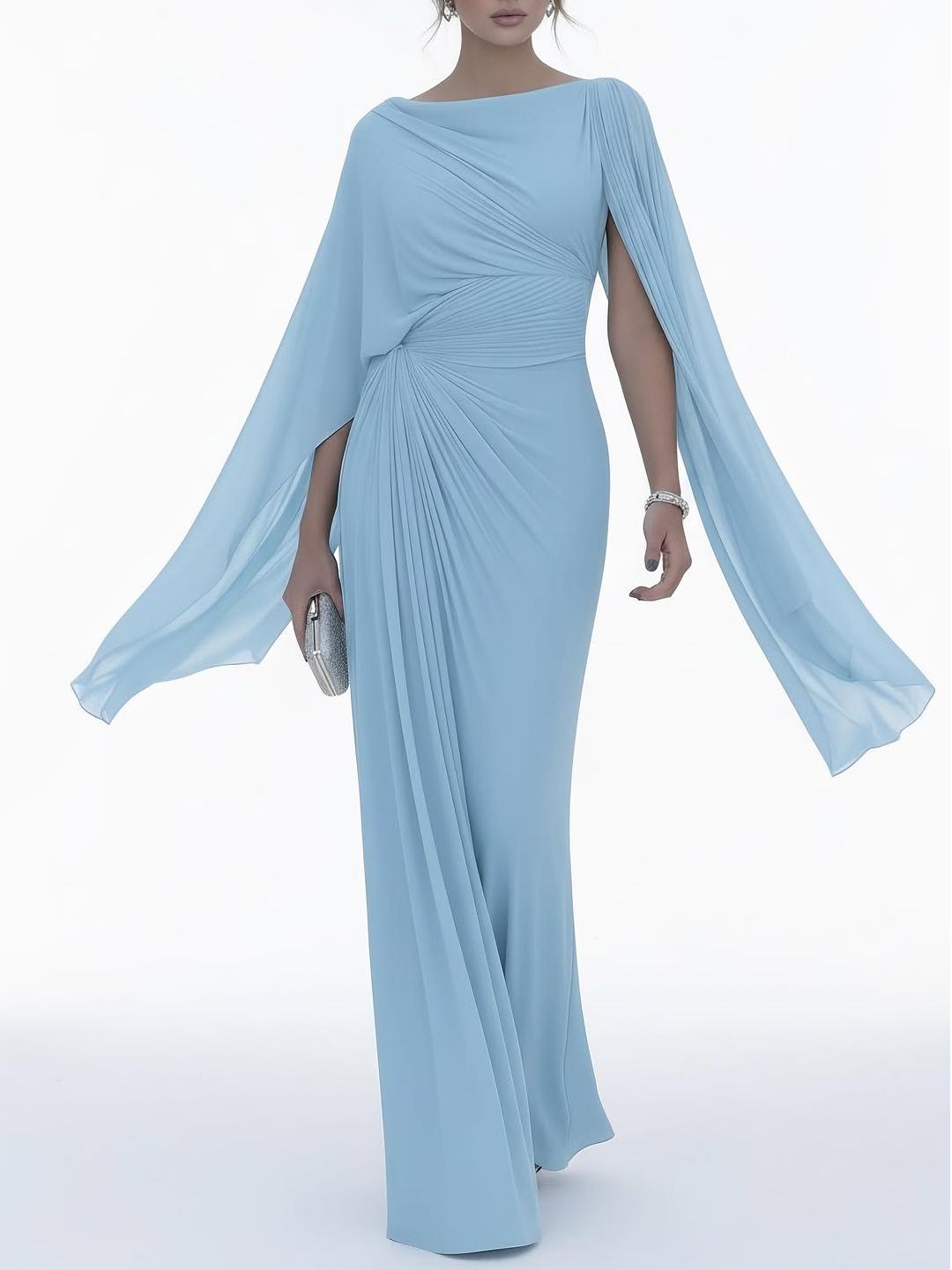 Marina | Vestido maxi drapeado con capa elegante