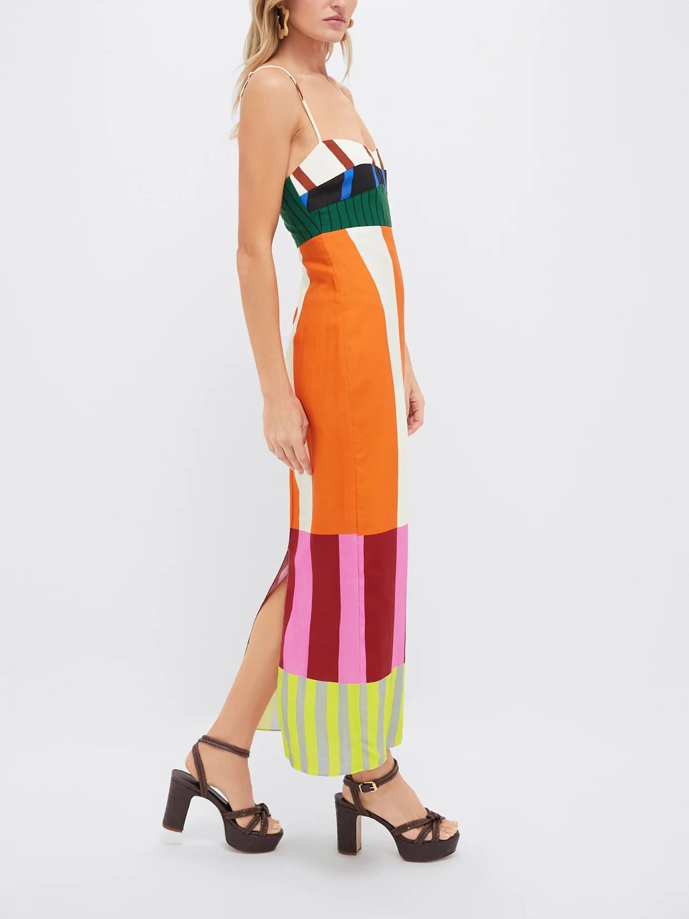 Mara | Vestido maxi de rayas multicolor