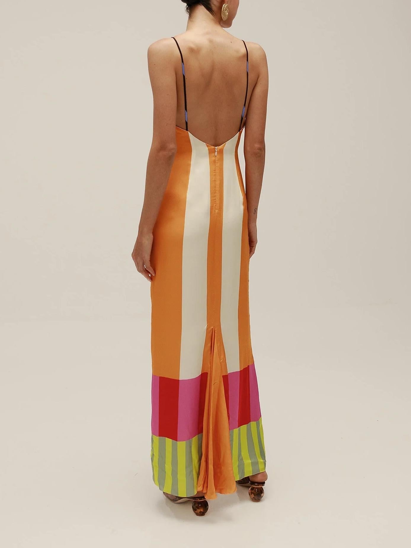 Mara | Vestido maxi de rayas multicolor