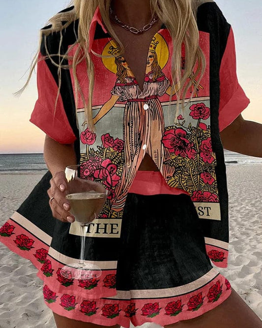 Martina | Conjunto veraniego con estampado artístico floral