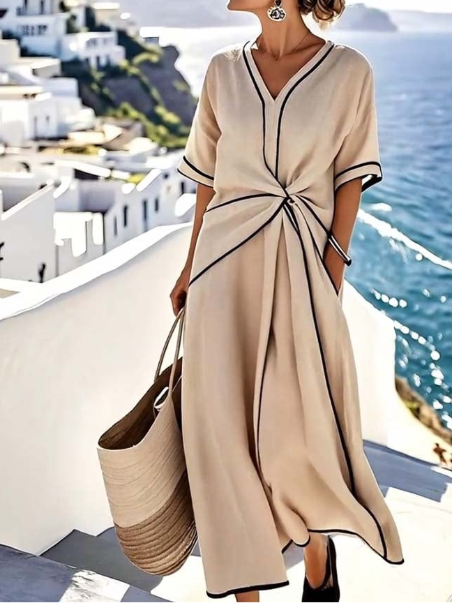 Catalina | Vestido midi fluido con detalle anudado