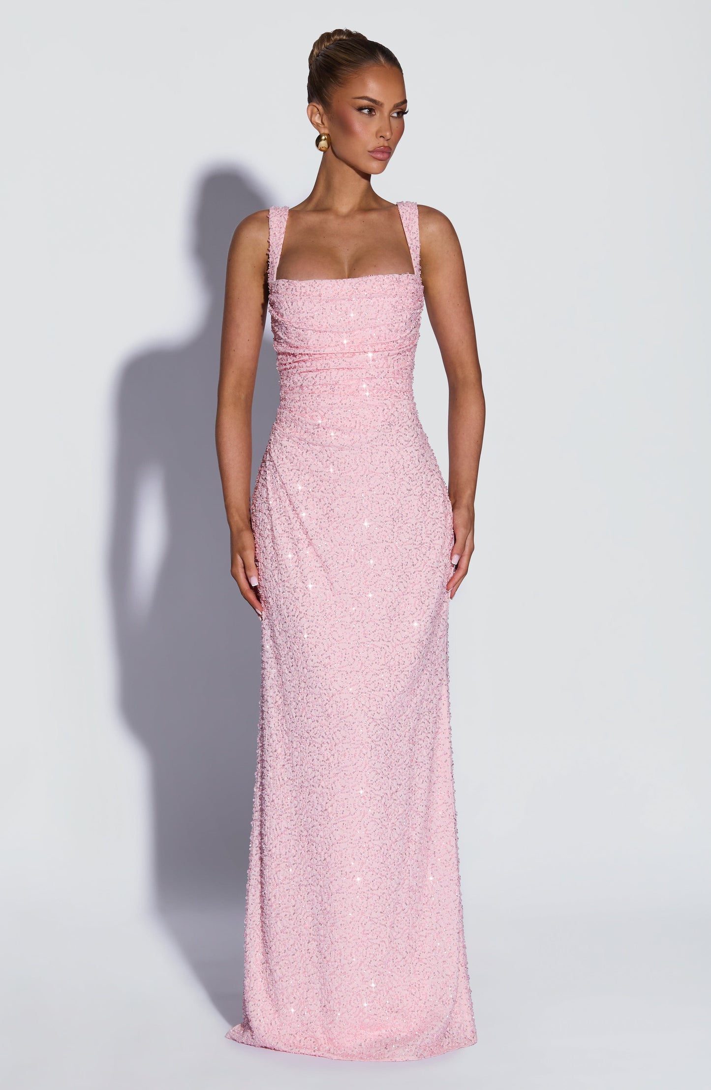 Nayara | Vestido largo blanco con marfil brillante