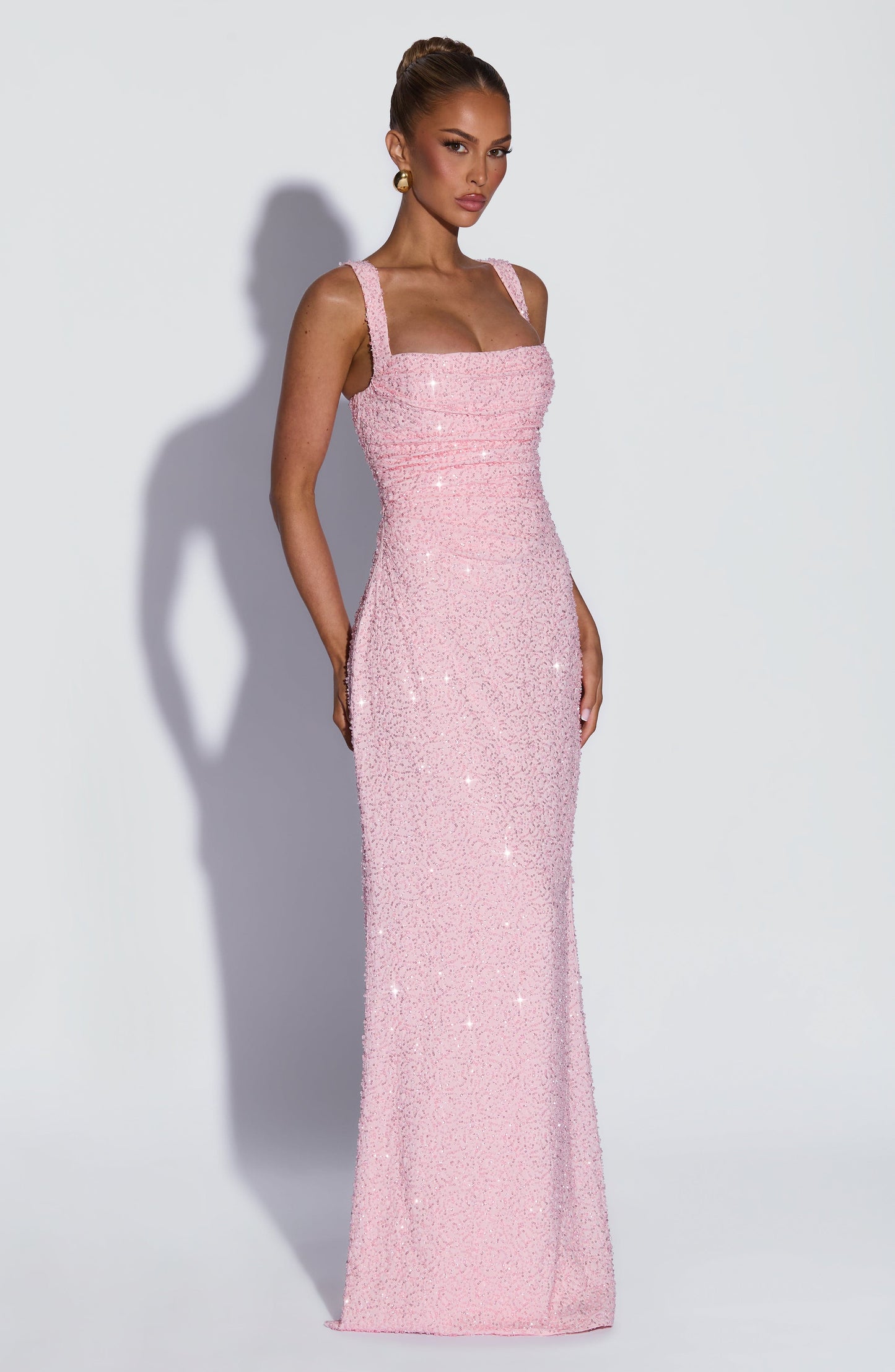 Nayara | Vestido largo blanco con marfil brillante