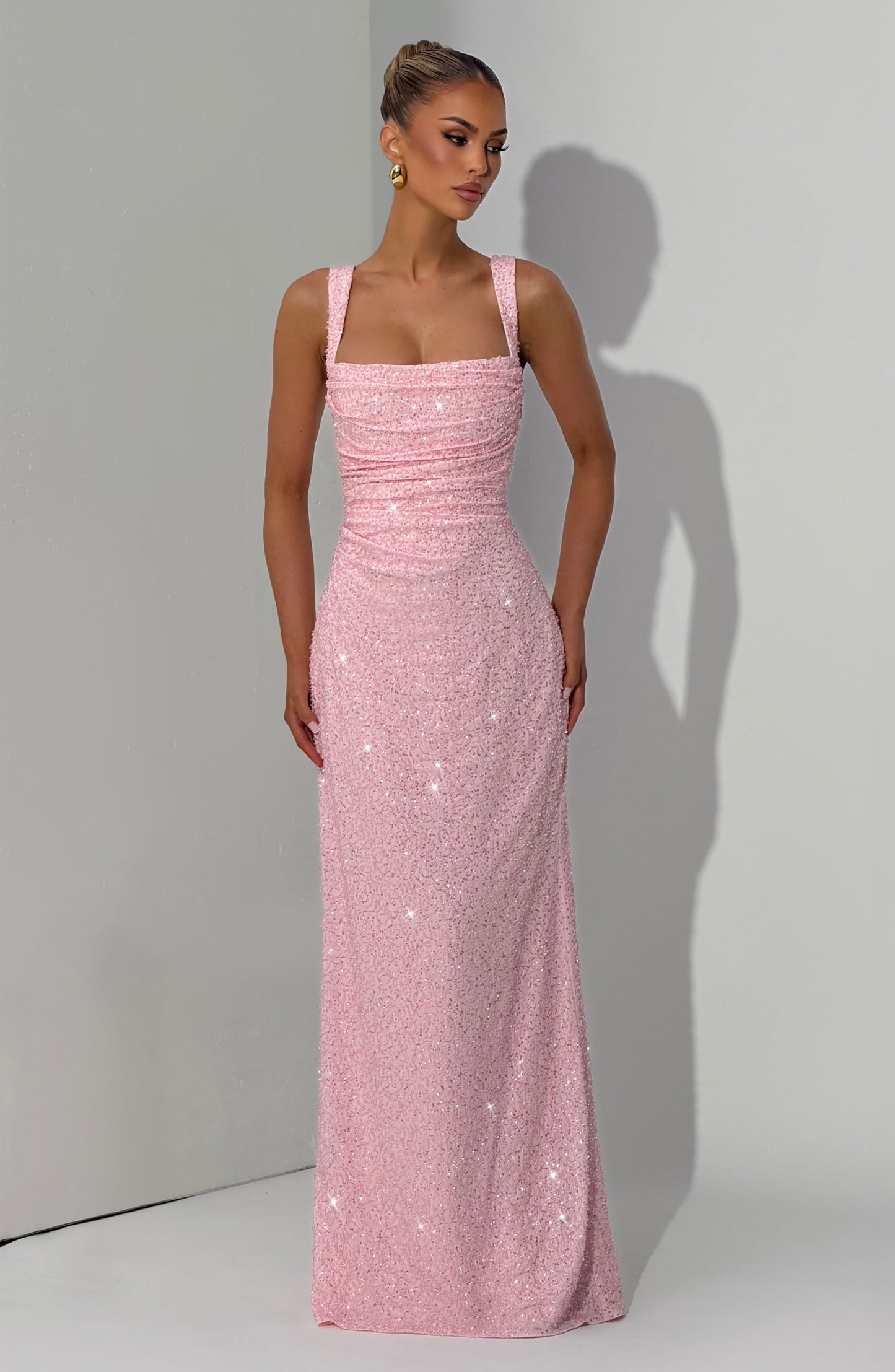 Nayara | Vestido largo blanco con marfil brillante