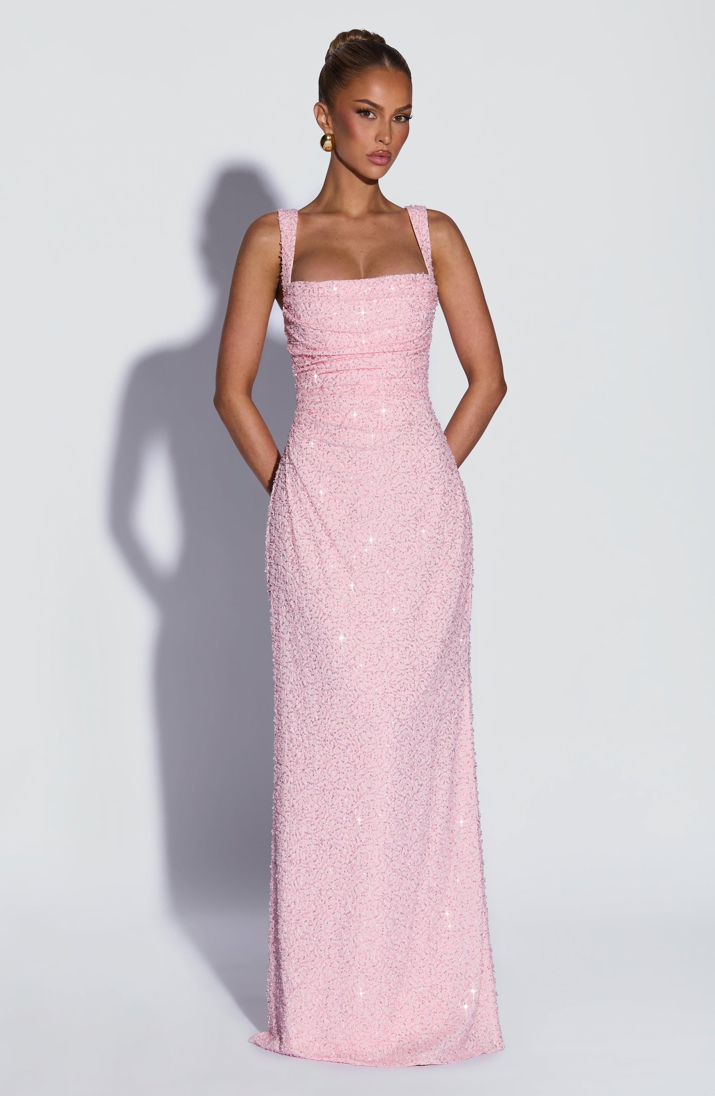 Nayara | Vestido largo blanco con marfil brillante