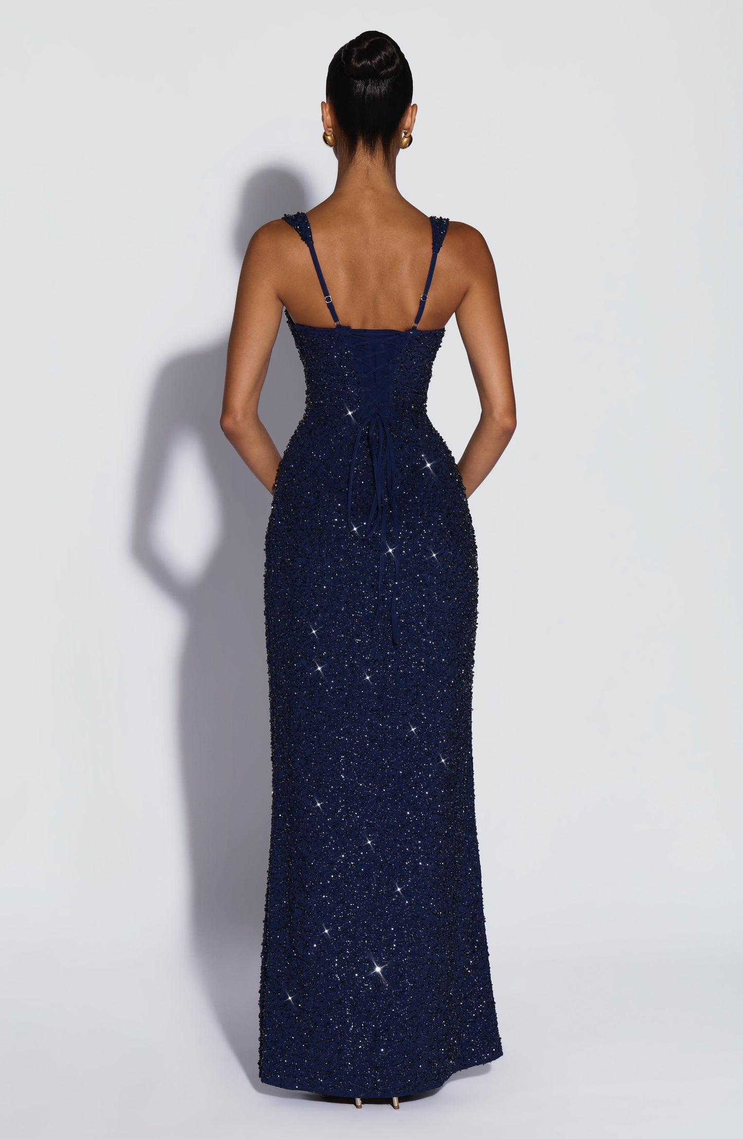 Nayara | Vestido largo blanco con marfil brillante