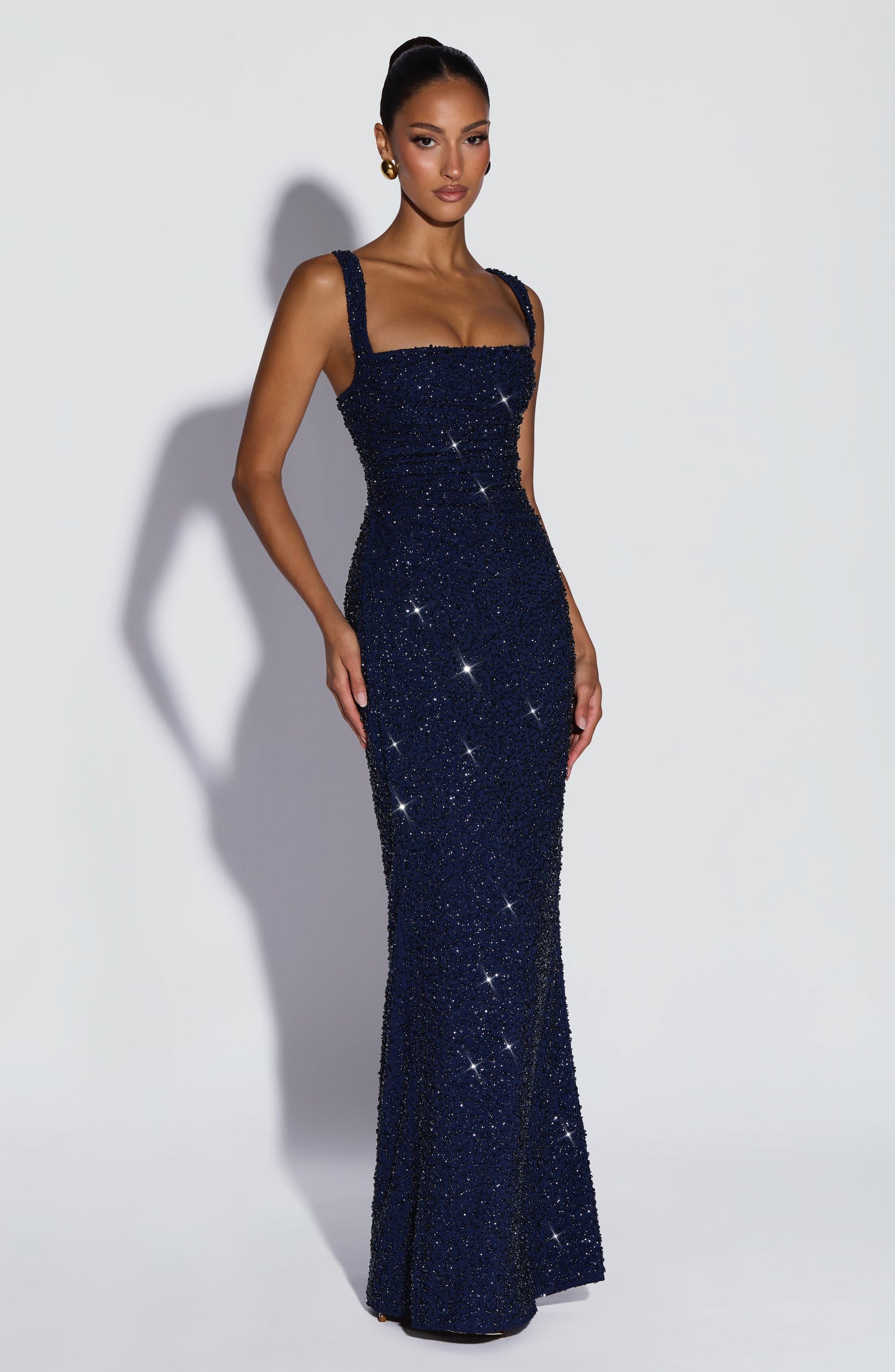 Nayara | Vestido largo blanco con marfil brillante
