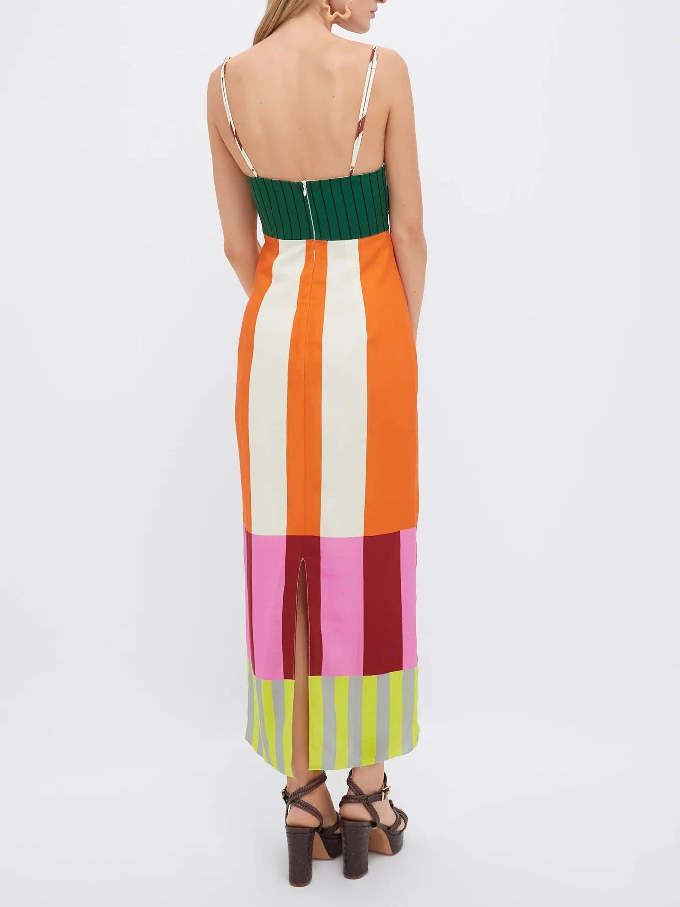 Mara | Vestido maxi de rayas multicolor
