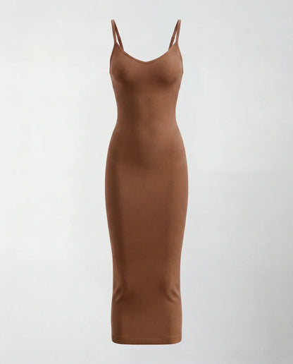 Vestido esculpido midi - sin costuras con escote en V