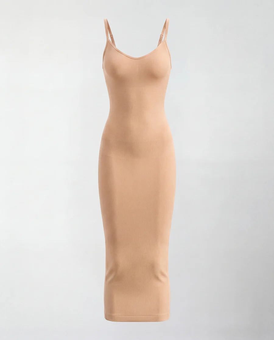 Vestido esculpido midi - sin costuras con escote en V