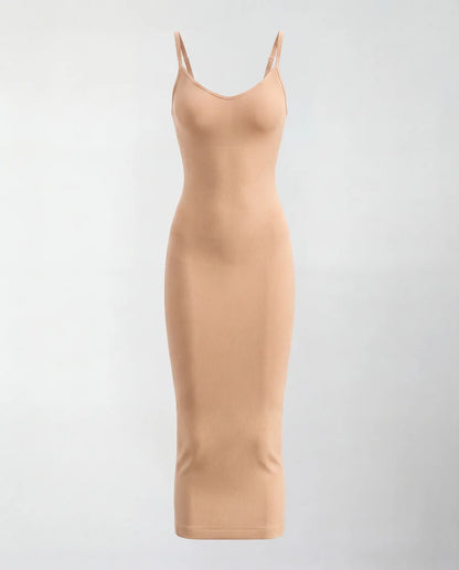 Vestido esculpido midi - sin costuras con escote en V