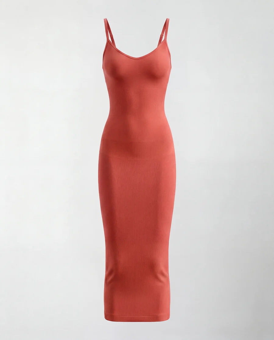 Vestido esculpido midi - sin costuras con escote en V