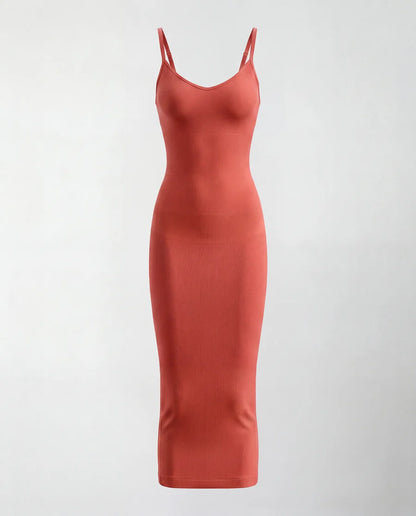Vestido esculpido midi - sin costuras con escote en V