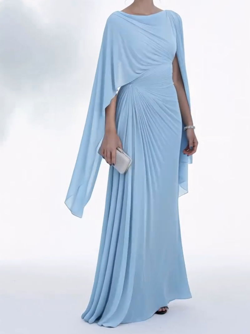 Marina | Vestido maxi drapeado con capa elegante