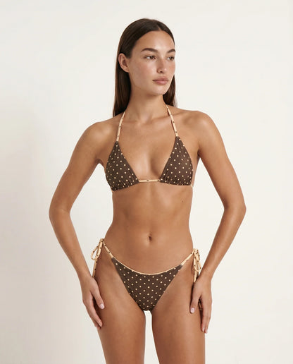 Conjunto de bikini Kim | Sujetador triangular y braguita con estampado de lunares Precio de venta